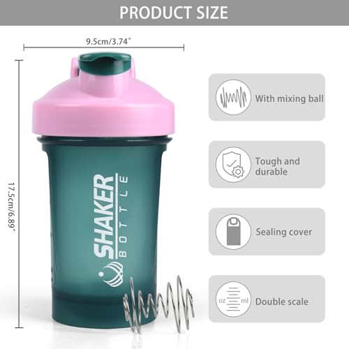400ml Protein Shaker Bottle with Mixing Ball - Green