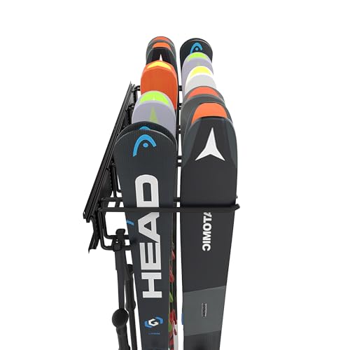 Wall Mounted Ski Rack - 10 Pairs Ski Storage Holder, 300lbs Capacity