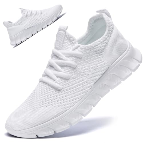 RJYWGS Unisex Tennis & Sports Sneakers - White, Men’s & Women’s Sizes 6/5