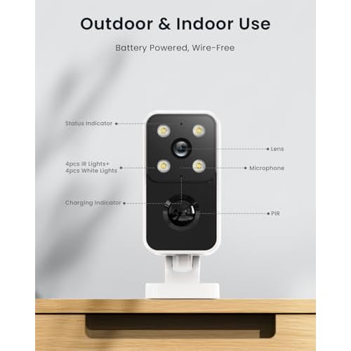 ieGeek Security Cameras Wireless Outdoor Pan Rotating 180¡Æ Home Security Cameras, 2.4G WiFi Camera Battery Powered with 2K Color Night Vision, Smart AI Detection, 2-Way Audio, Local/Cloud Storage,IP65