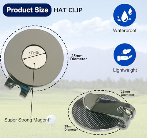 Magnetic Golf Hat Clip Ball Marker Holder - 2pcs Black Nickel