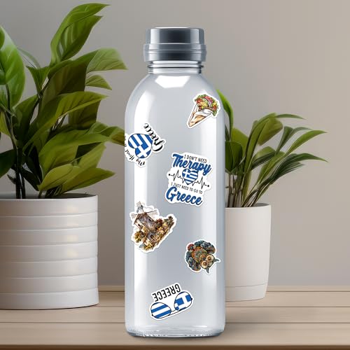 Greece Travel Stickers 50 Pieces Vinyl Waterproof Decal for Laptop Water Bottle Phone Car Window Bike Motorcycle Stakeboard Scrapbook Greek Civilization Sticker Gifts
