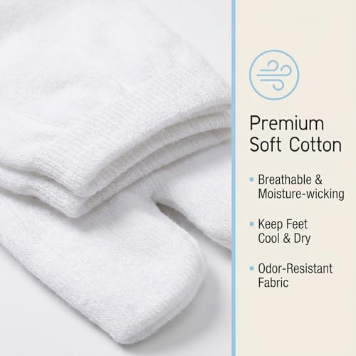 Tabi Split Toe Socks - 3 Pairs Cotton Flip Flop Socks - White
