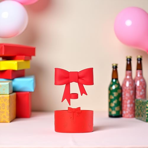 Bow Shape Straw Cover & Silicone Boot Sleeve Set - Red