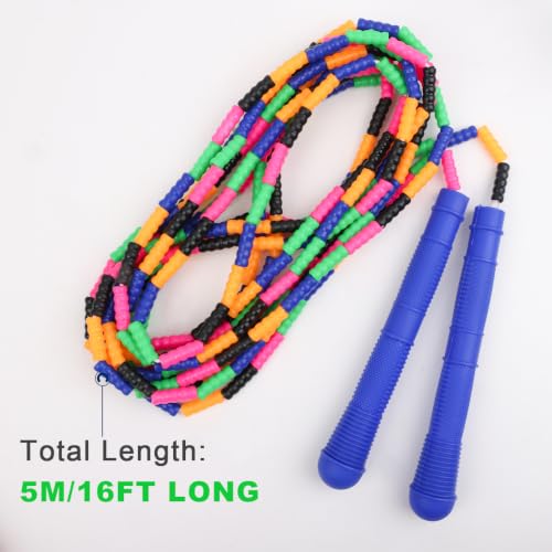 16 FT Double Dutch Jump Ropes - 2 Pack with Blue Beads