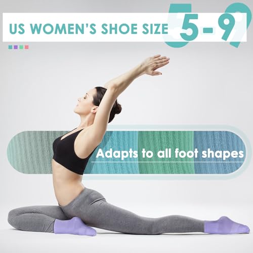 4 Pairs Pilates Socks with Grips for Women, Barre Yoga Grippy Socks,