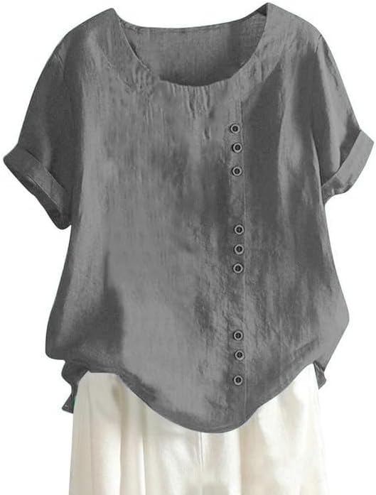 Skiennix Plus Size Workout Tops - Oversized Crew Neck Short Sleeve Cotton Blend Tee