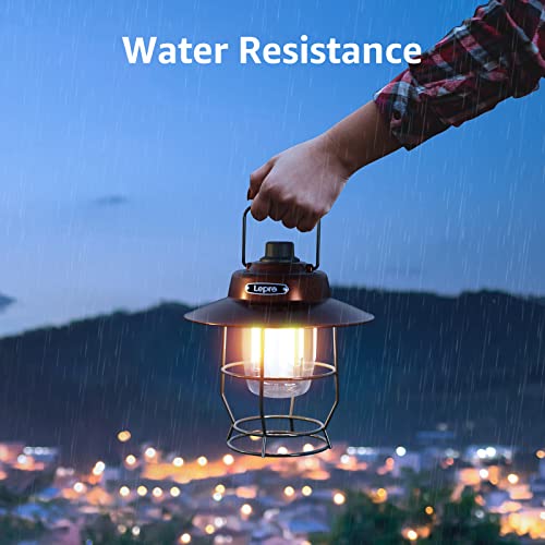 Lepro Vintage LED Camping Lantern with Power Bank, Dimmable & Water-Resistant