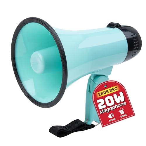 20W Portable Megaphone Bullhorn with Siren & Recording