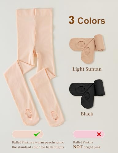 Ultra Soft Convertible Ballet Tights for Girls - Ballet Pink, 10-12 Years