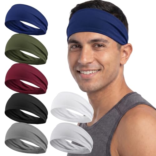 Soft Elastic Sports Headbands for Men - 7-Pack Multicolor Set