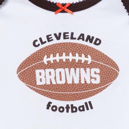NFL Baby Girls 3-Piece Onesie Bodysuit, Pants & Headband Set - Cleveland Browns, 6-9 Months