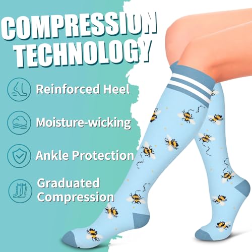Laite Hebe Compression Socks for Men & Women - Small-Medium, 6 Pairs, Athletic Support