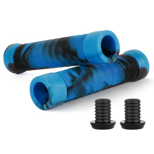 138mm Soft TPE Rubber Handlebar Grips for BMX Bikes & Pro Scooters - Blue