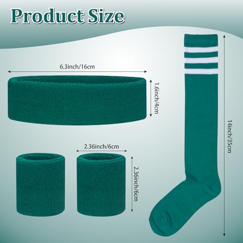 Sweatbands and Striped Socks Set - Green/White Stripe