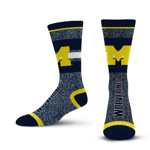 NCAA Michigan Wolverines Marble Spotlight Crew Socks - Large