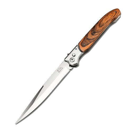XBOSAI 12'' Tactical Folding Knife 420 Stainless Steel Blade Red-colored Wood Handles with Slide Safety Lock, Outdoor Camping EDC Tools