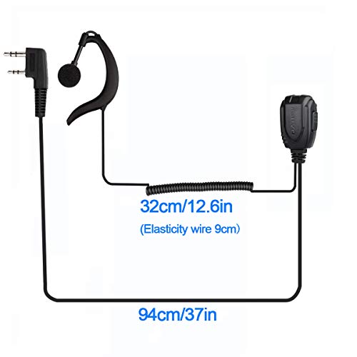 Retevis 2-Pin Earpiece PTT for H777 RT21 RT22 RT68 RT15 (G Type, Adjustable Length)