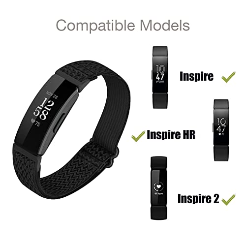 Elastic Nylon Bands for Fitbit Inspire 2 & HR - 3-Pack Boho Green+Purple+Color