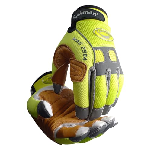 Caiman MAG, Multi-Activity Glove with Goat Grain Leather Patch Palm, Hi-Vis AirMesh Back, Pinch'd-Tip Fingers, Neoprene Knuckle, Hi-Vis Yellow/Gold, Medium (2984-4)