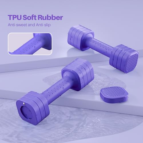 Adjustable Dumbbell Set for Women - 4 in 1 Free Weights - Purple