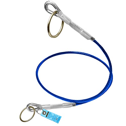 KwikSafety - Charlotte, NC - Lemur 6' Cable Anchor Sling Safety Anchor [PVC Coated Cable] ANSI & OSHA Compliant Pass-Through Galvanized Steel Positioning Lanyard Beam Strap PPE Equipment