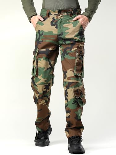 AKHIKING Men's Camo Cargo Work Pants BDU Ripstop Outdoor Trousers 07 / 34 Regular