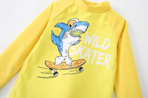 Toddler Boys Shark Swimsuit Set - Quick Dry Rashguard & Trunks 3-4T