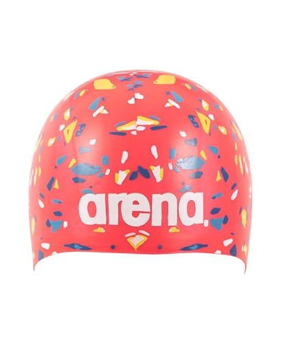 Arena Poolish Molded Silicone Swim Cap for Training & Racing - Confetti Red