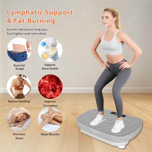 Vibration Plate Exercise Machine for Home Workouts | 99 Speed Settings, Resistance Bands, Remote Control, Compact Design