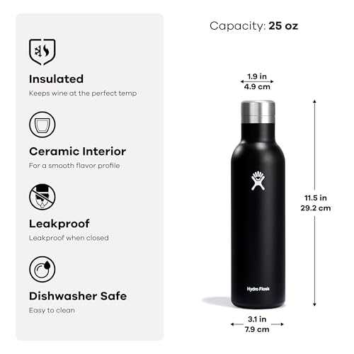 Hydro Flask 25 Oz Ceramic Wine Bottle Surf - Insulated Leakproof Vintage Container