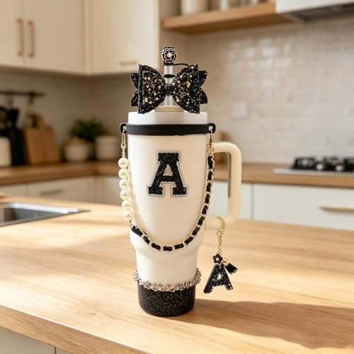 8-Piece Black Bow Bling Tumbler Accessory Set for 30oz & 40oz Cups - Black-I