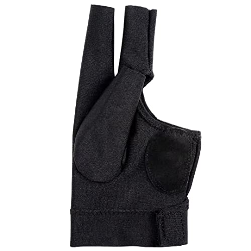 Billiard Gloves - 3 Open Fingers Pool Snooker Cue - Black Medium