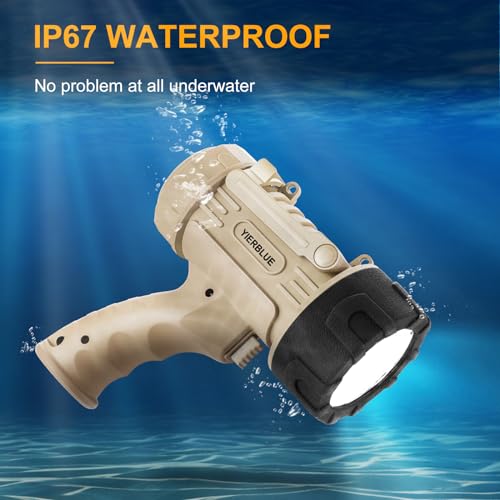 YIERBLUE Pearl Rechargeable LED Spotlight Flashlight, Waterproof, Impact-Resistant