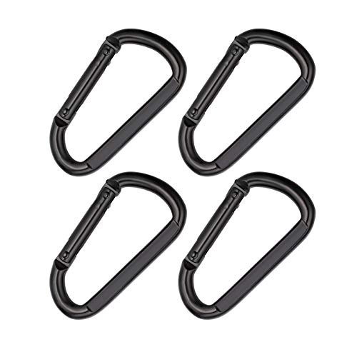 Heavy Duty Black Carabiner Hooks - 4 Pack, M8 x 80mm
