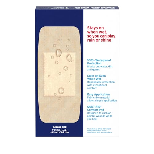 Waterproof Extra Large Adhesive Bandages - Flexible Fabric - 7 Count