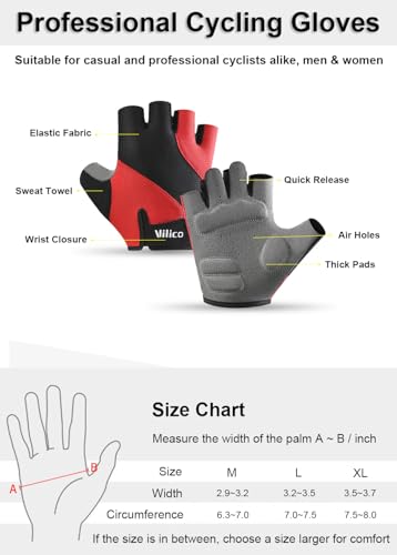Cycling Gloves for Men & Women - Padded MTB Gloves - Black - X-Large