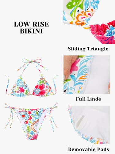 Light Blue Triangle Bikini Set with Tie Side Bottom - Large