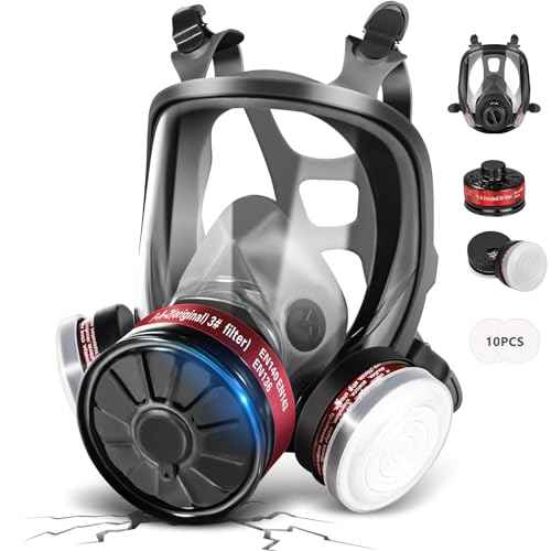 Full Face Gas Respirator Mask - Gas Masks Survival Nuclear and Chemical with Activated Carbon Filters
