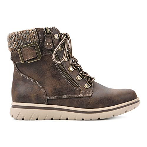 Cliffs by White Mountain Women's Hearty Cushioned Hiker Ankle Boots - Brown Fabric, Size 8