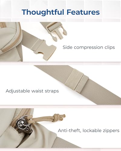Large Capacity Fanny Pack for Women - Beige & Green