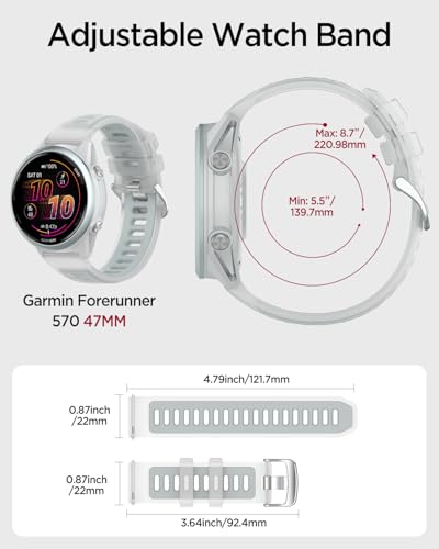 Miimall White 22mm TPU Garmin Watch Strap - Quick Release, Adjustable