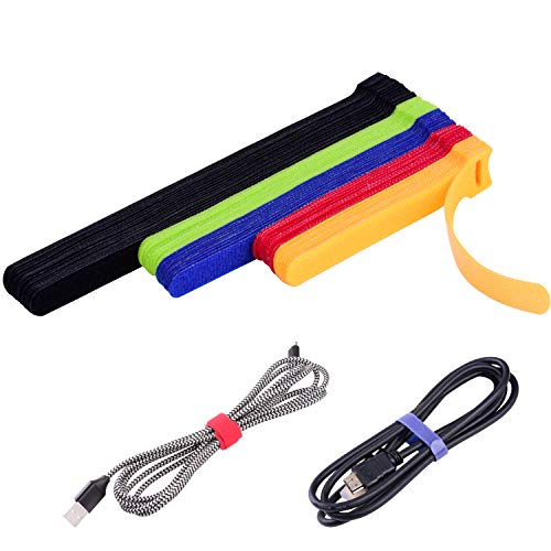 OneLeaf 60Pcs Reusable Cable Ties with Hook and Loop, 3 Sizes Wire