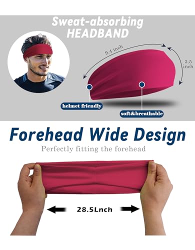 Unisex Sweat Wicking Headband - Burgundy Pack for Sports