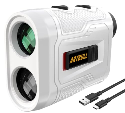 Golf Rangefinder with Slope Switch, Magnetic, 1000 Yards - White