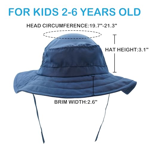 Kids Sun Hat - Wide Brim Bucket Hat with UPF 50+ Protection - Navy (2-6 Years)