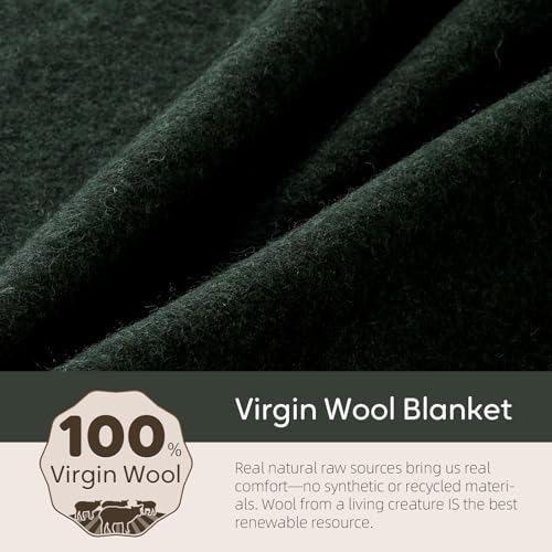 Molithe 100% Wool Blanket Olive Medium - Warm Thick Camping & Military Gear