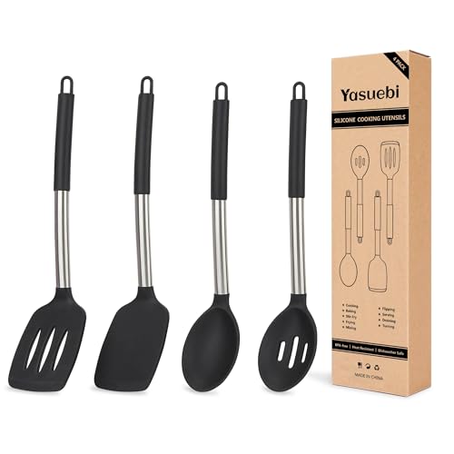 Silicone Kitchen Utensils Set, 4-Piece BPA Free Spatula & Spoon Nonstick Safe