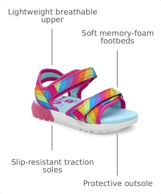 Stride Rite 360 Girls' Sevita Rainbow Sandals - 13 Little Kid Summer Shoes