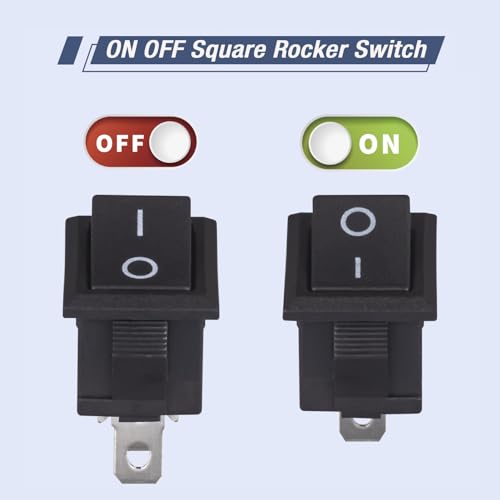 10pcs Mini SPST Rocker Switch 2 Pin ON-OFF 15mm - Black